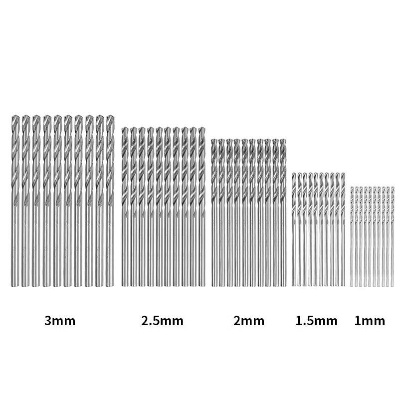 50-Piece Titanium-Plated Twist Drill Bit Set, 1-3mm, for Electric Drills, Woodworking, DIY