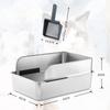 2025 Stainless Steel Cat Litter Box Non-Stick Semi-Enclosed Cat Bedpans Odor-Proof & Anti-Splash Pet Toilet with High Sides
