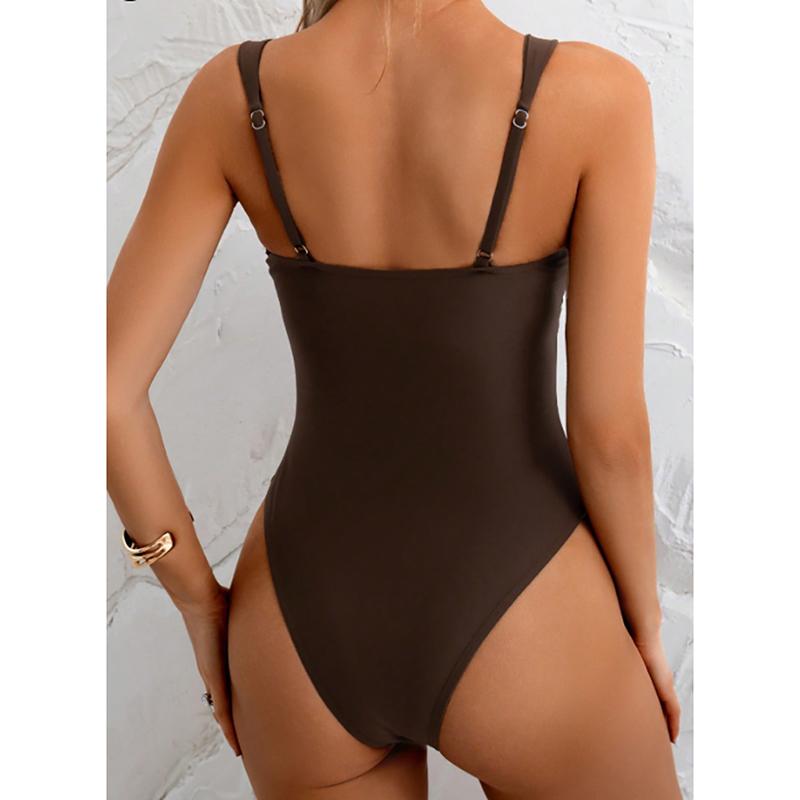 Plain Ruched Swimsuit Women One Piece Solid Swimwear Female Beachwear Bathers Bathing Swimming Swim Bodysuit Summer
