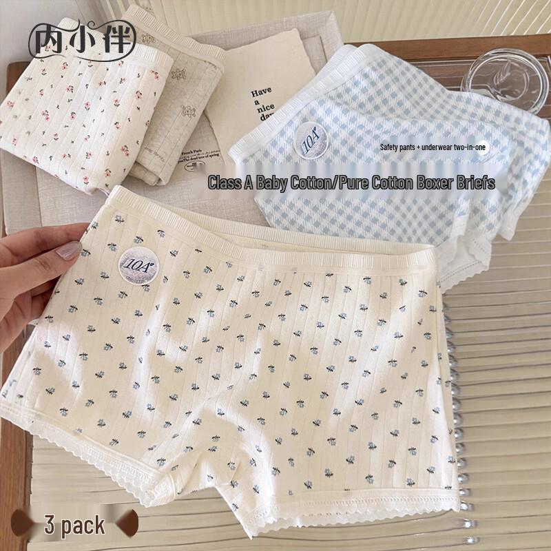 

Neixiaoban Women s 3-Pack Cream Floral Cotton Boxer Briefs XL