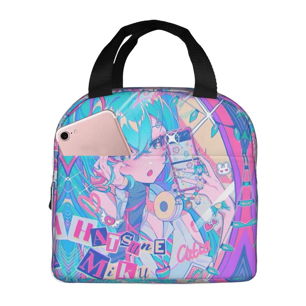 Custom Hatsunes Anime Mikus Insulated Lunch Bag for Camping Travel Manga Waterproof Thermal Cooler Lunch Box Men Women