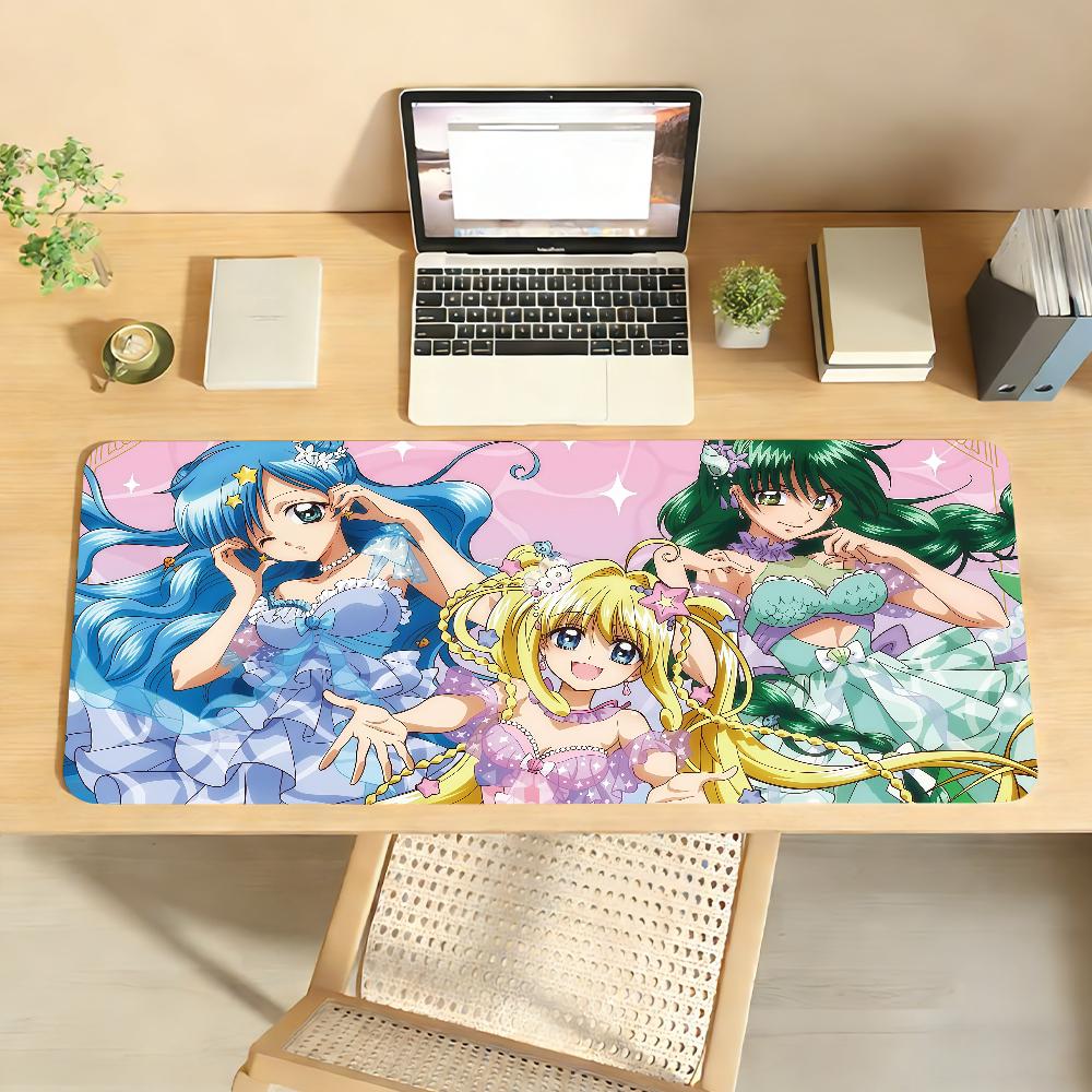 Anime M-Mermaid Melody Mouse Pad Anti Slip Rubber Edge Locked Thickened Laptop Gaming Desk Mat