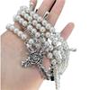 Elegant Silver Crosses Necklace Pendant with Stylish Pearls Accessory for Trendy Women Ladies Daily Use Casual Wear