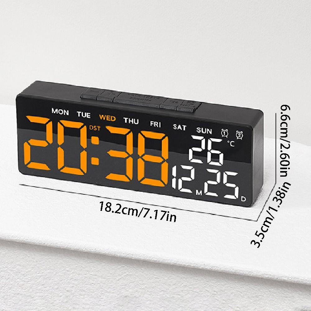 2 Alarms Large Digital Clock 12/24H Format Dual Control Table Clock Alarm Clock  for Living Room
