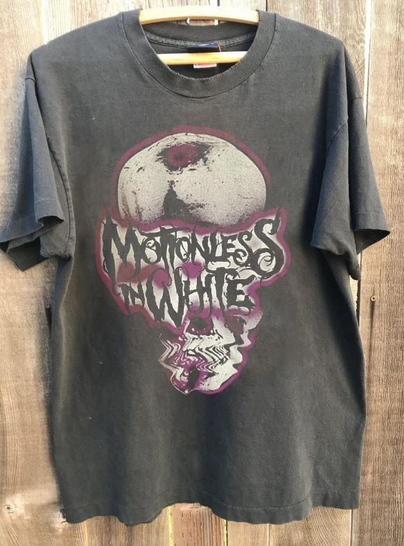 Motionless In White Distorted Skull Rare Charcoal Unisex T shirt S5XL WA4138 Unisex T-Shirt XXXL