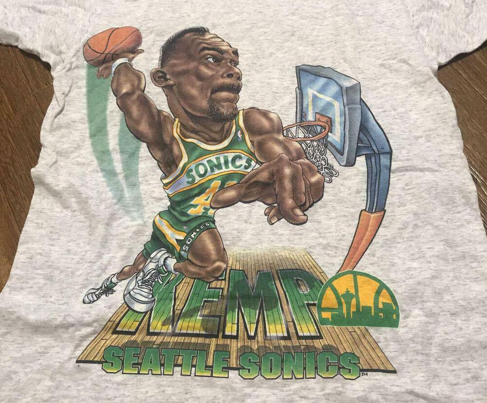 Shawn Kemp Basketball T-shirt Gray Cotton All Sizes JJ4194