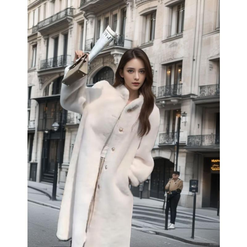 Autumn and Winter Thickened Long Fur Integrated Fur Coat Women's High Sense Light Fashion Simple Coat Tide