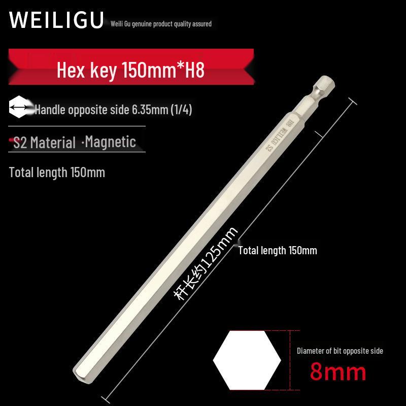 Electroplated Anti-Rust Hex Bit Set, S2 Steel, Extended Pneumatic Air Driver, Hex Socket Screwdriver.