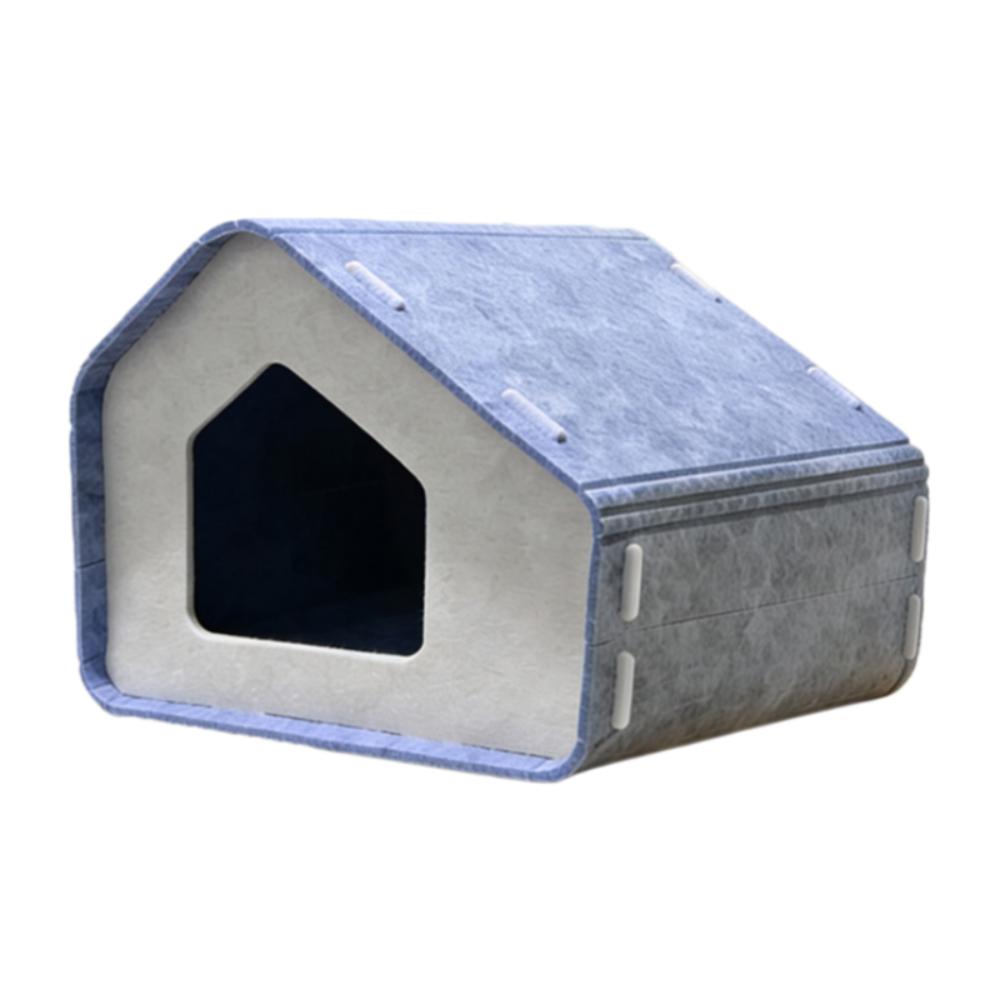 Semi-enclosed Cat Bed Felt Cat Scratching Board Creativity Cat House Pet Supplies синий
