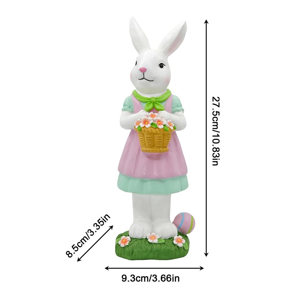 Easter Bunny Decorations Spring Resin Rabbit Statue Bunny Mantel Decoration for Home Holiday Party Outdoor Garden Porch Patio