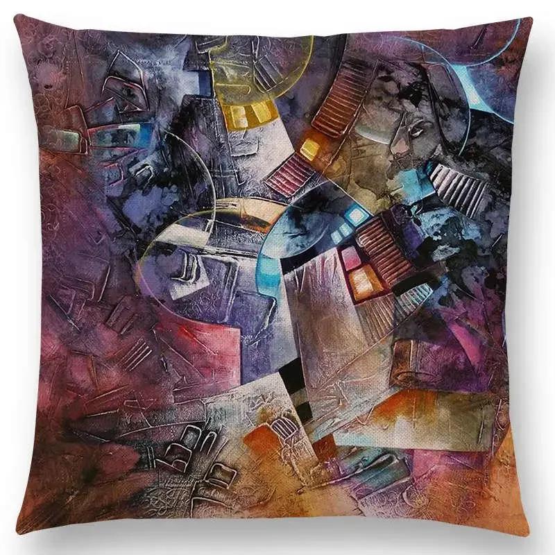 New Gorgeous Abstract Art Painting Mysterious Color Vortex Fantasy Geometry Retro Cushion Cover Car Sofa Throw Pillow Case