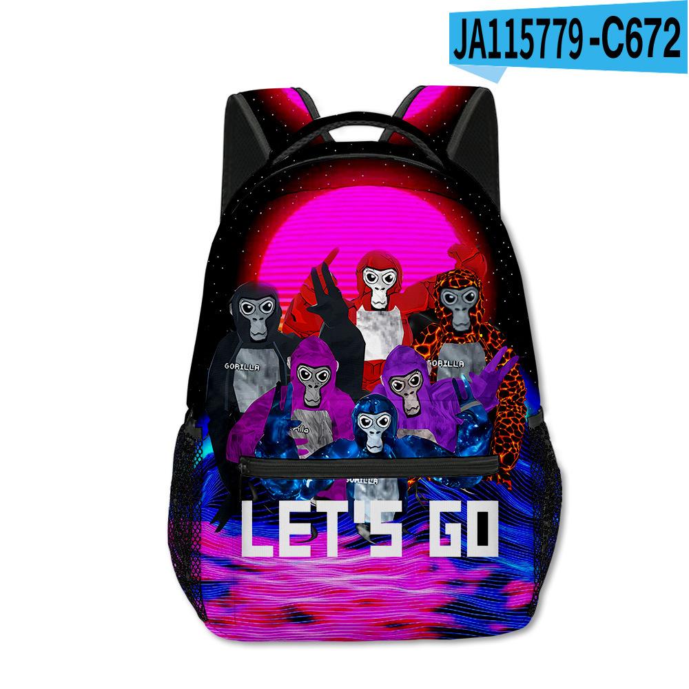 Trendy Novelty Kpop Youthful School Bags Unisex Gorilla Tag Travel Bags 3D Print Oxford Waterproof Notebook Shoulder Backpacks