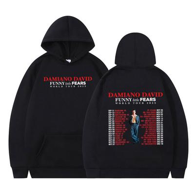 Album Funny Little Fears Damiano David Trasa Koncertowa 2025 Bluza z Kapturem Męska Damska Moda Harajuku Długi Rękaw Casual Luźny Pulower