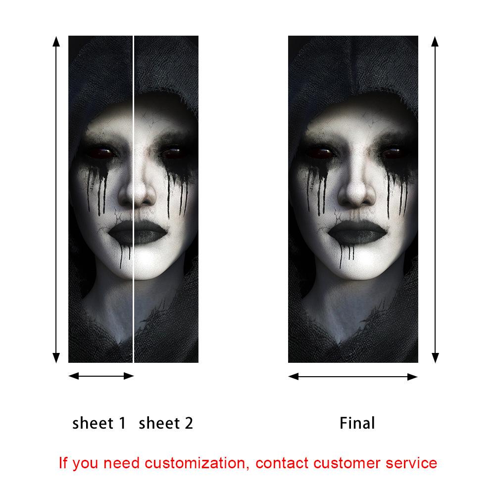Halloween Horror Nun Thriller Door Stickers Removable Vinilos Para Puertas Adhesive Wallpaper Art Murals for Doors Bibliotheque Modern Home Decor