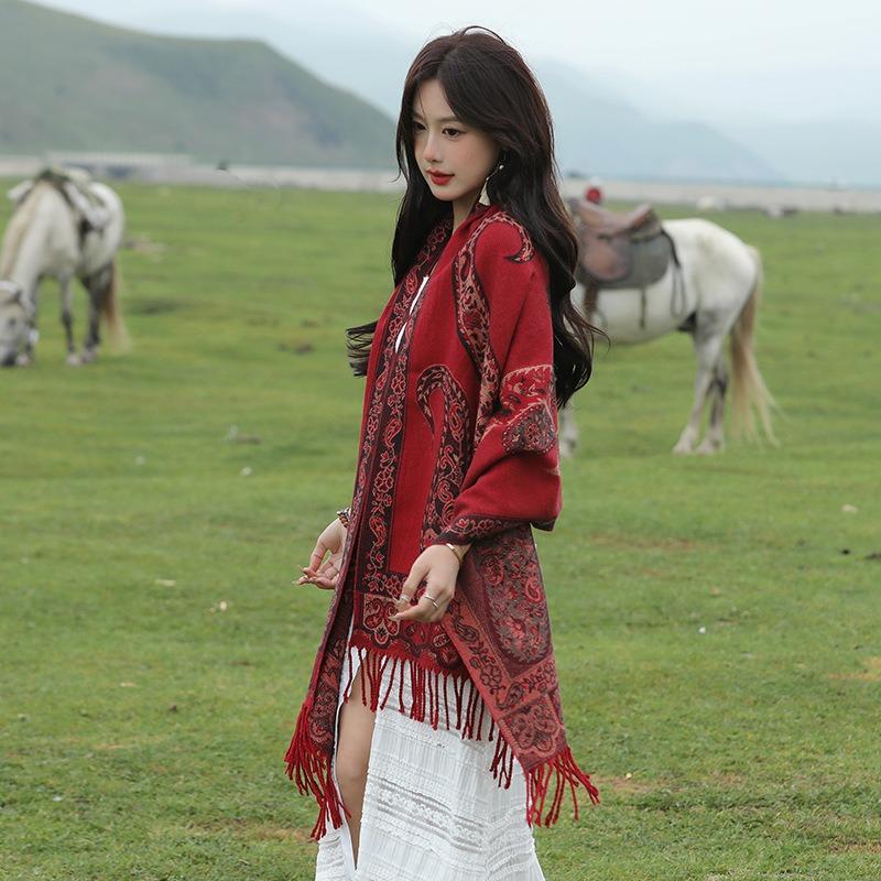 Vintage Ethnic Style Fashion Comfortable Breathable Large Scarf For Women Outdoor Travel