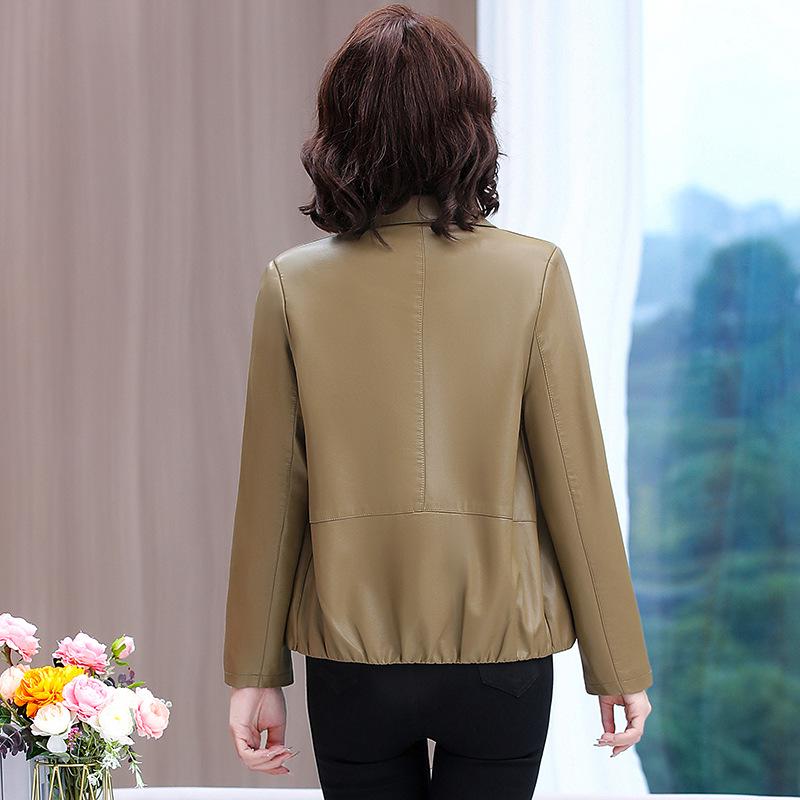 Spring & Autumn PU Leather Jacket for Middle-Aged Ladies - 2025 Style