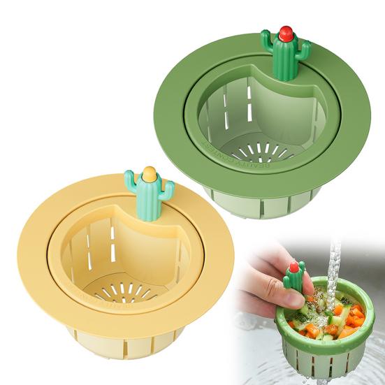 Drain Basket Cactus Sink Strainer Removable Quick Draining Anti-Clog Filter Basket Durable Easy-Clean Kitchen Accessory