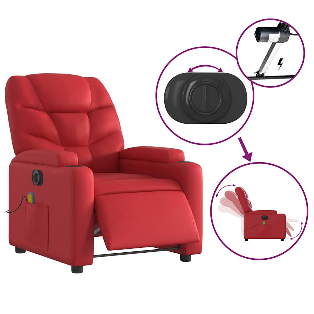Electric Massage Chair In Red Artificial Leather