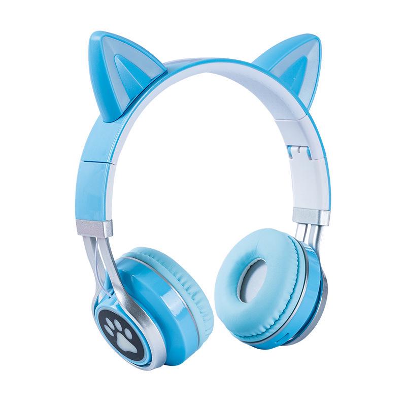 

VIV-38M Luminous Cat Ear Bluetooth Headband Headphones with Card Slot синій