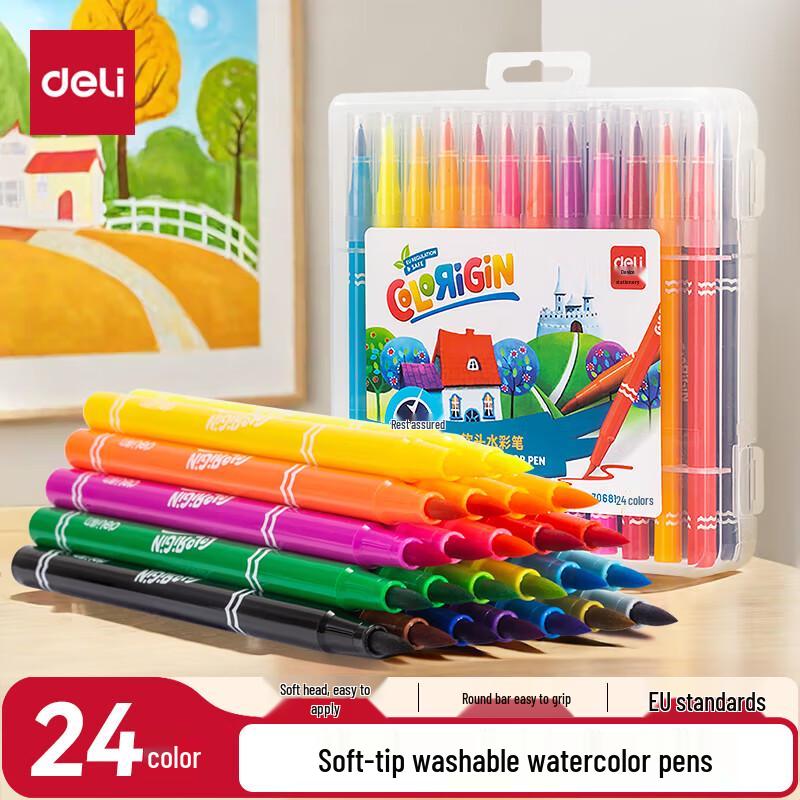Deli 24-Color Soft Tip Watercolor Pens