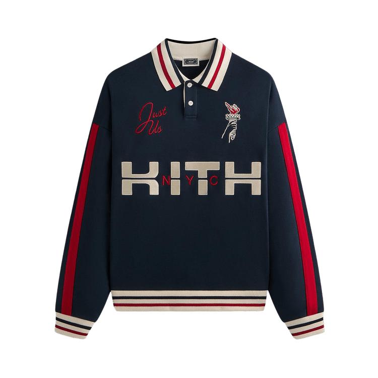 Kith Retro Nelson Collared Pullover Nocturnal Men Tops Black KHM033420-413