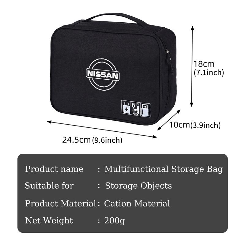 Car Storage Bag Data Cable Organizer Bag Digital Gadgets Case For Nissan Qashqai Juke Sentra Altima Versa Maxima Almera Rogue