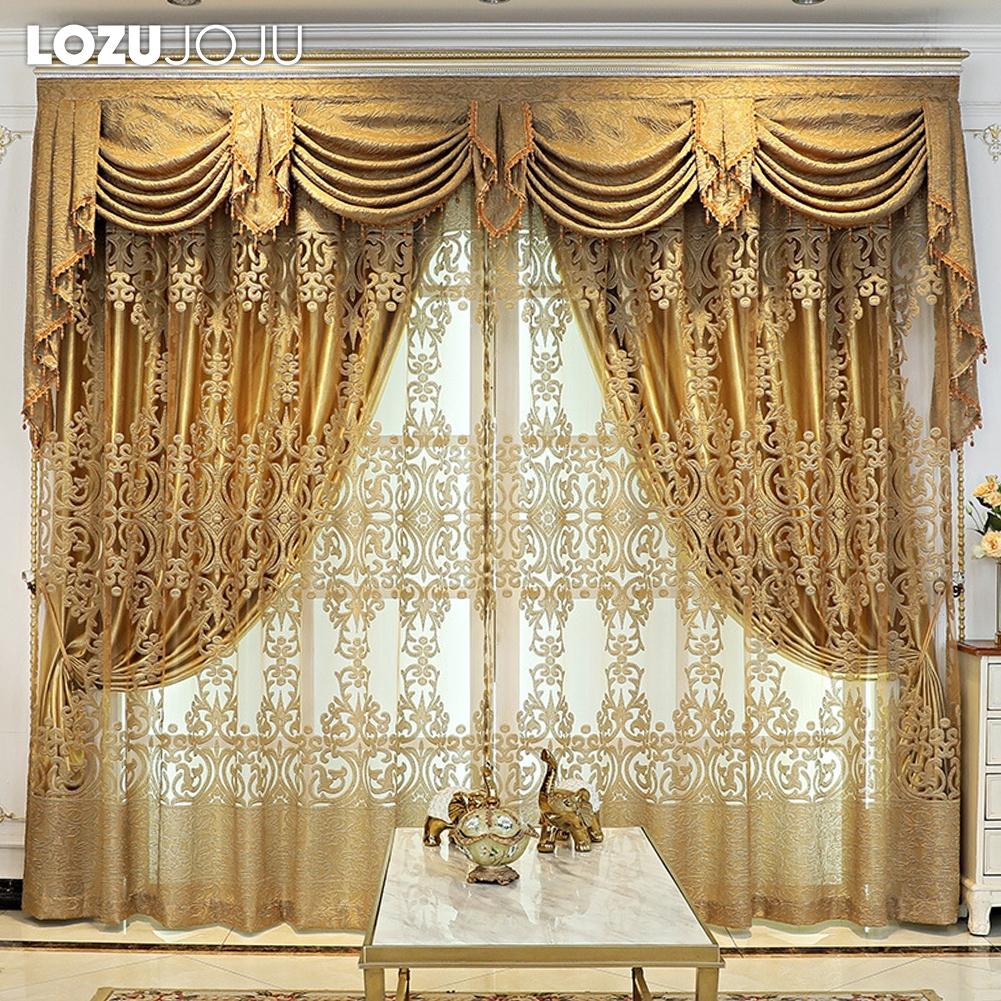 1PC LOZUJOJU Fashionable and Elegant European Hollow Out Tulle Curtains and Sheer Curtains for Living Room Bedroom Home Decor