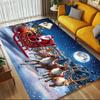 Santa Claus, Reindeer Sleigh Crystal Velvet Office Chair Mat Area Rug - Non-Slip, Floor Mat, Office Desk Chair Rugs,Christmas Gift-1106190