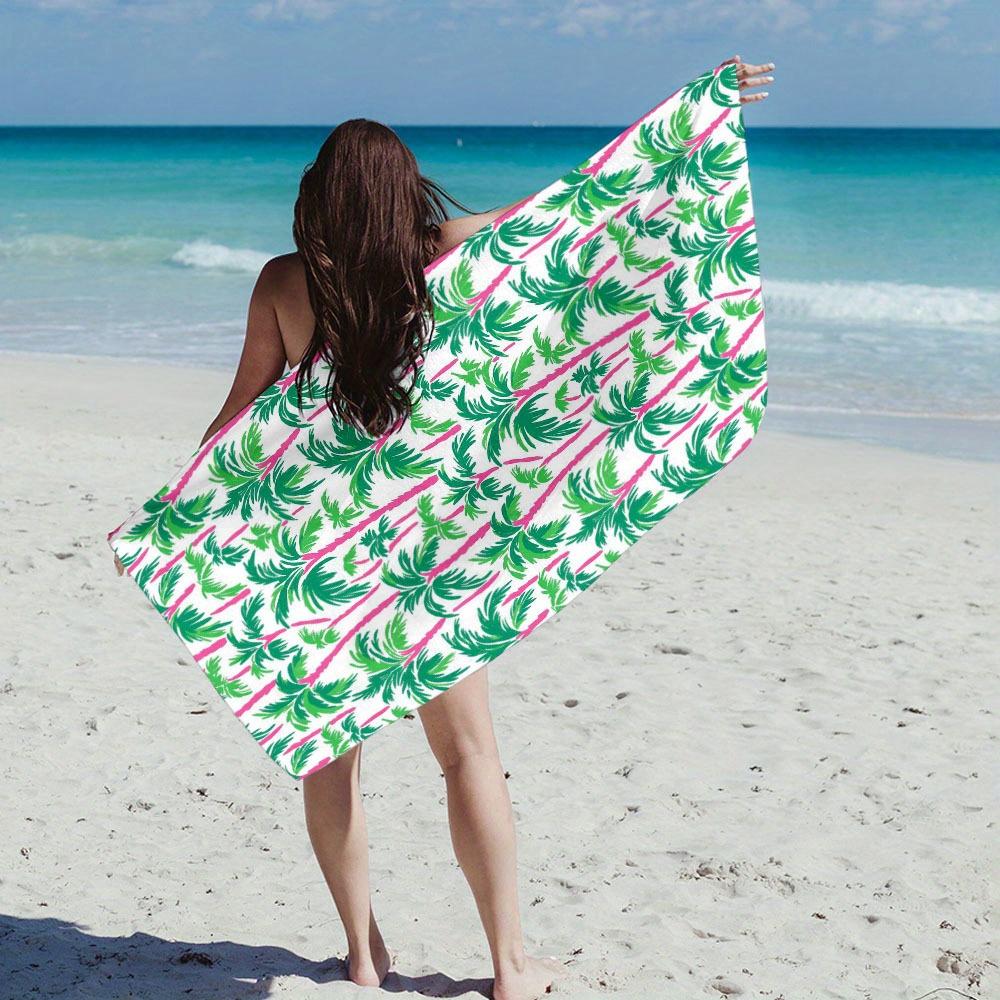 1 Oversized Beach Towel - Lightweight, Quick Drying, Vibrant Tropical Palm Design, Perfect For The Beach, Pool Or Travel