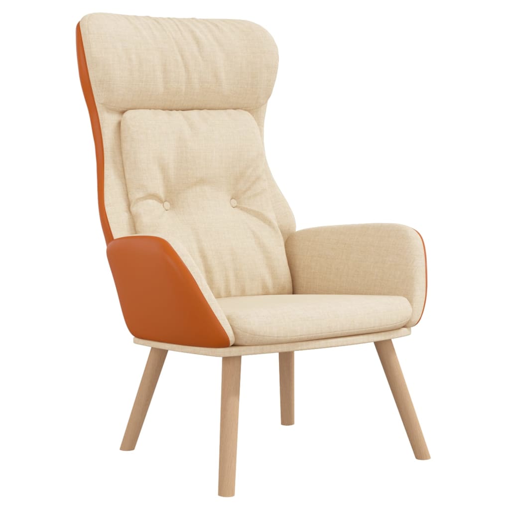 Recliner Chair Cream Fabric and PVC