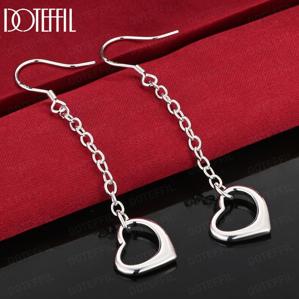 925 Sterling Silver Heart-Shaped Earrings Fashion Gift Jewelry