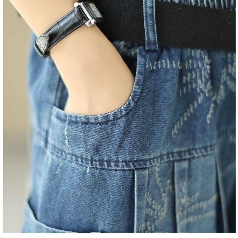 Women's Fashion Embroidered Denim Shorts Comfortable Daily Summer High Waist