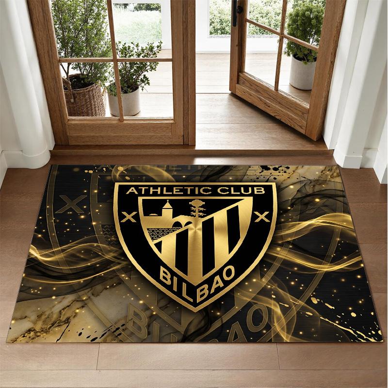 Athletic Bilbao Football Design Crystal Velvet Rug Soft Decorative Mat for Bedroom Entrance
