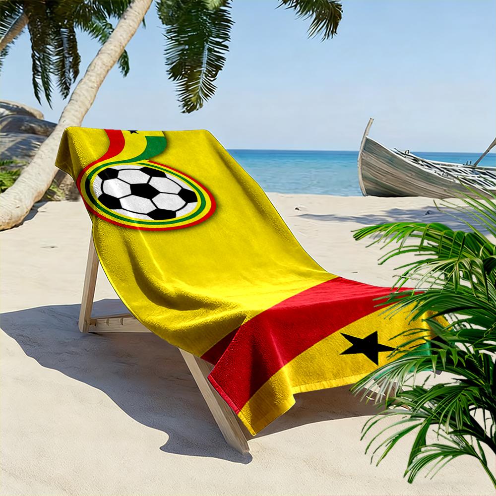 Soccer Ball with Ghana Flag Design Beach Towel Quick-drying for Travel Outdoor Sports Jogging Beach and Swimming