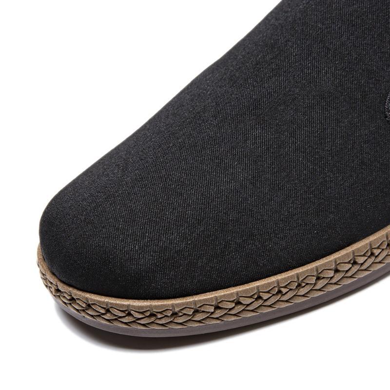 Magnetic Cloth Shoes Men's Single Shoes Spring and Autumn Soft Sole Breathable Casual Black Cloth Shoes One Pedal Non-slip Shoes