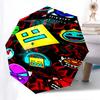 Geometry Dash Automatic Folding Umbrella 8 Ribs Lightweight Design, Durable Iron Frame, Compact and Portable, Ideal Birthday or Christmas