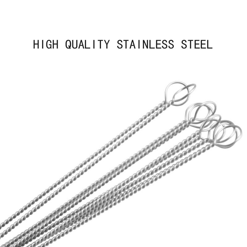 5PCS Food Grade Stainless Steel Straw Brush Drinking Straw Cleaning Brush Set