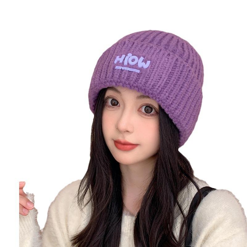 Women's Face Showing  Versatile Ear Protection Wool Hat  Students' Warm Knitted Hat Cold Hat  Trendy Men's Japanese Style