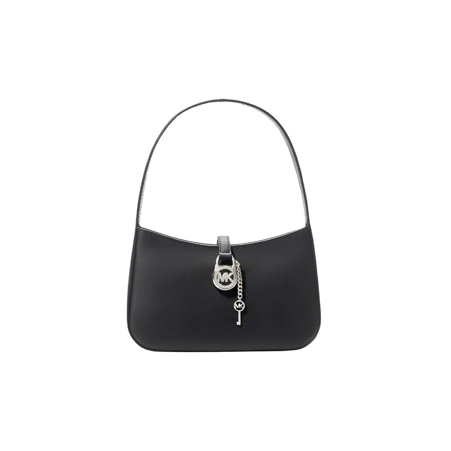 

Michael Kors MK Lyra Solid Silver Lock Underarm Bag Shoulder Bag Small Women bags Black 35T4S1YC1L-001 Basic Set (Bag+Dust Bag)