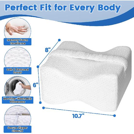 Knee Pillow for Side Sleepers, Leg Pillow Relief for Sciatica, Back, HIPS, Knees, Joints Between Legs Adults | Knee Surgery Gifts