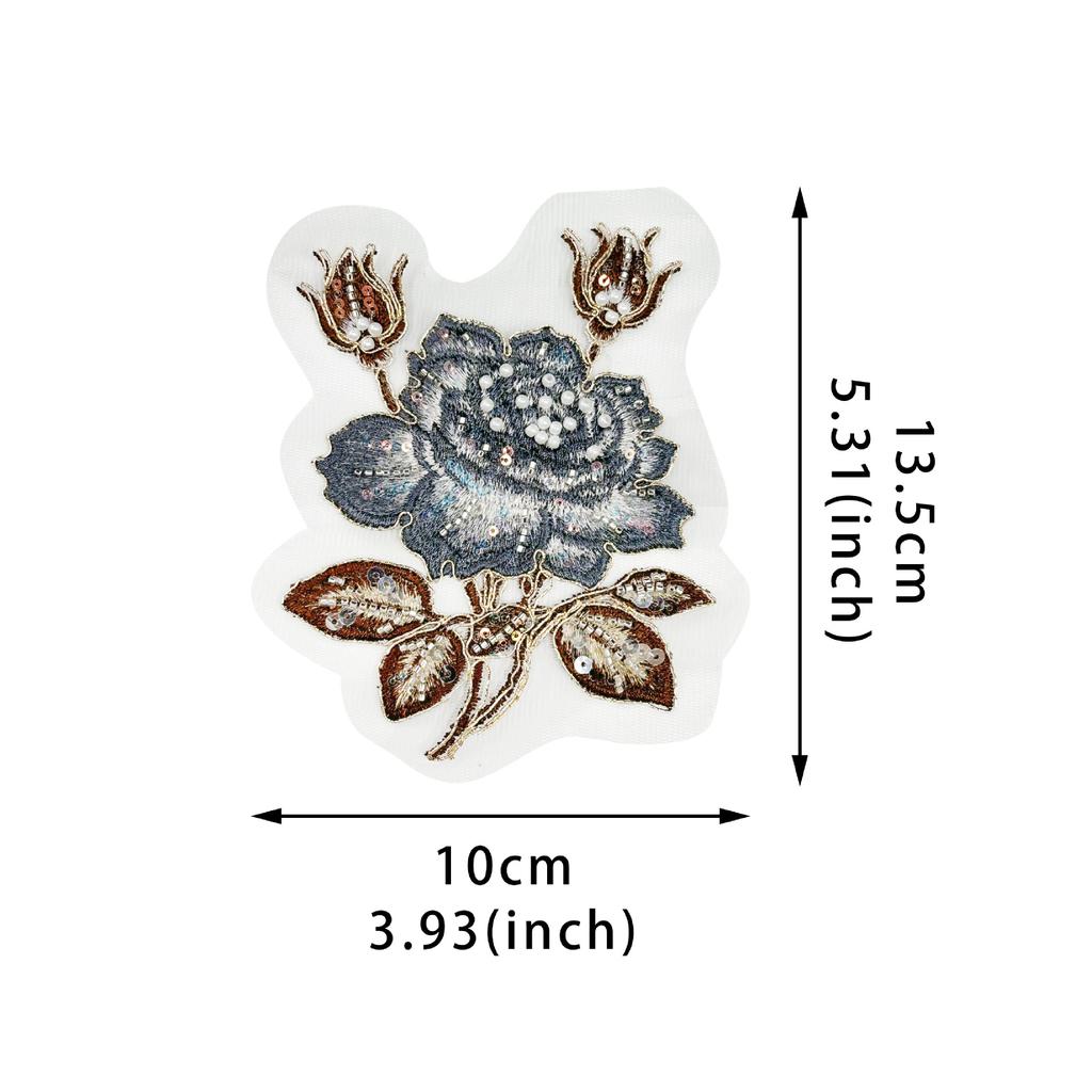 Ethnic Style Handmade Beads Three-Dimensional Embroidery Flower Applique Hanfu Horse Dress Cheongsam Decorative Cloth Sticker Accessories