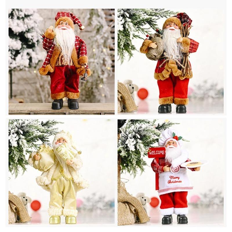 Christmas Standing Santa Claus Figurine Dolls, Cute Xmas Decor Ornaments, Tabletop Fireplace Office Indoor Home Party Decorations