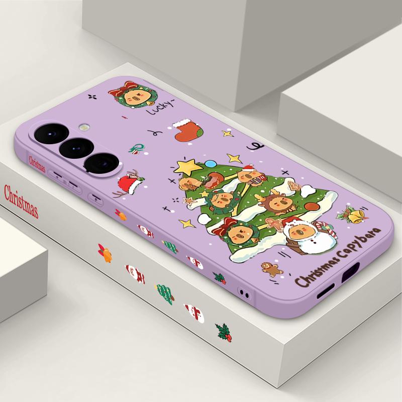 Christmas Tree Pattern Case For Samsung Galaxy S25 S24 Ultra S23 S22 Plus S21 FE A15 A16 A17 A26 A35 A36 A54 A55 A56 5G Lanyard Case Cover Funda