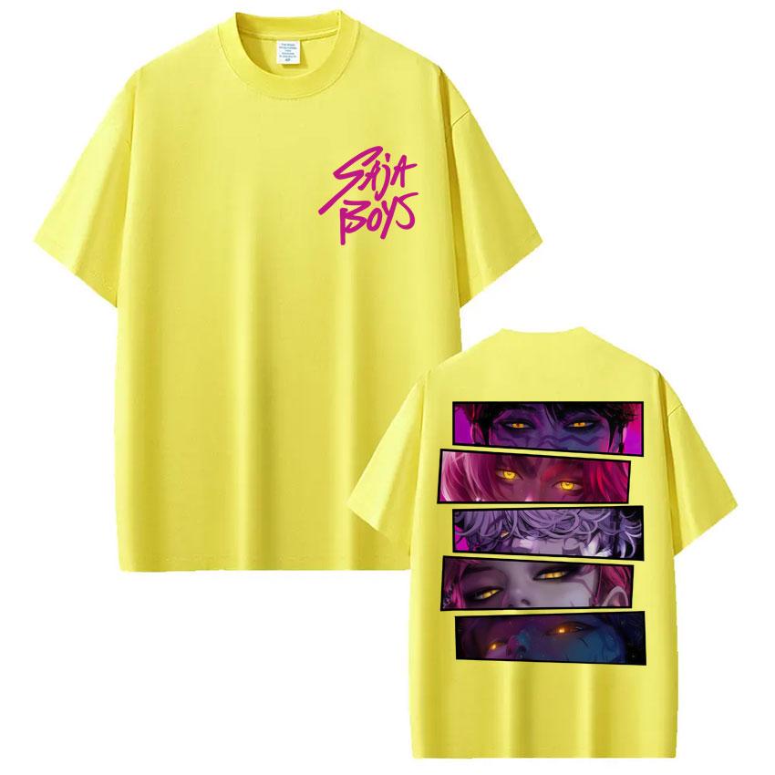 Kpop Anime Dämonenjäger Saja Jungs T-Shirts Herren Damen Vintage Trendig Beliebtes T-Shirt Oversized Baumwolle Lässige T-Shirts Streetwear