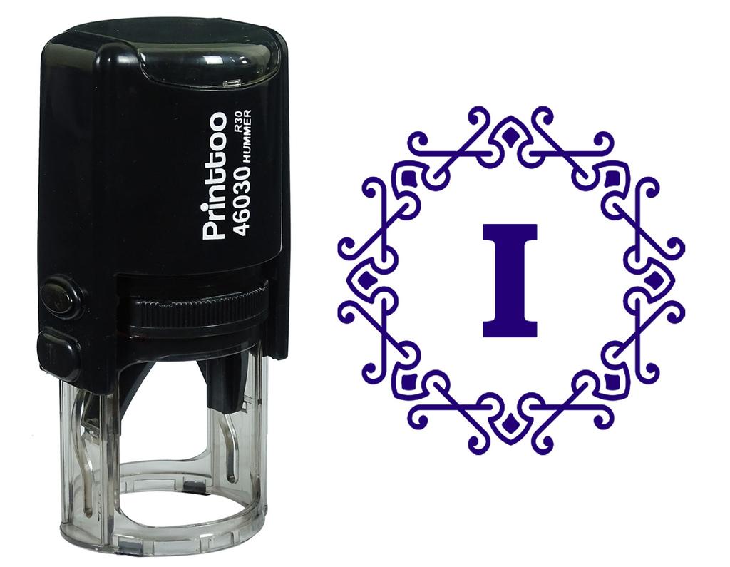 Printtoo Alphabet I Monogram Octagon Celtic Swirl Frame Self Inking Rubber Stamp Office