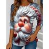 Women's Santa Claus Printed Christmas Theme Crew Neck Long Sleeve T-shirt Casual Comfortable Polyester Christmas Party Pullover