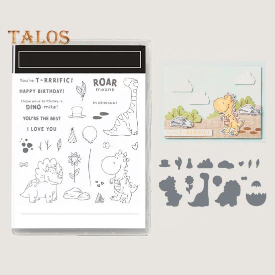 Stamps And Dies Set Reusable Silicone Stamp Carbon Steel Dies Flower Plants Animal Pattern Stamps Set for Greeting Card Making DIY Festivals Album