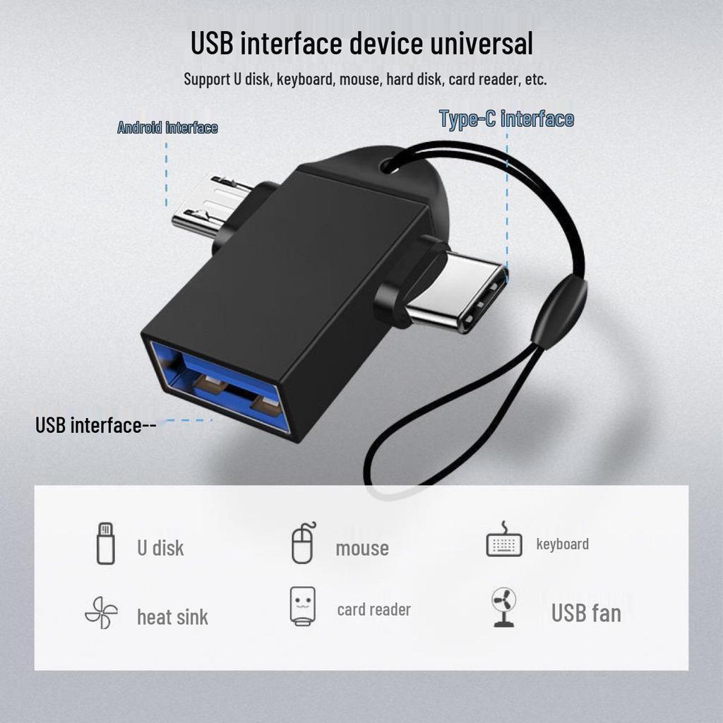 OTG USB-C Adapter: Multi-Function Converter for Mobile Phones & U Disks, Universal for Android.