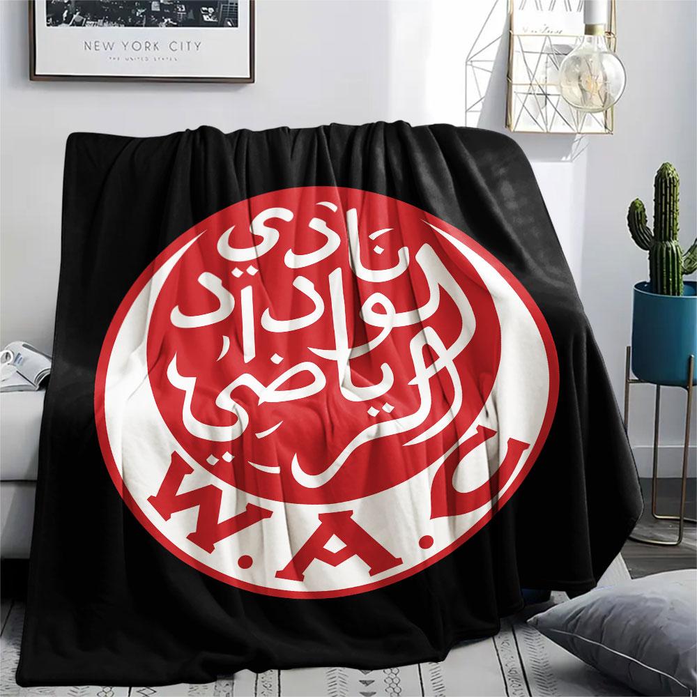 Wydad AC Printed Flannel Blanket, soft throw for bedroom sofa, washable,soccer fan merchandise, great gift.