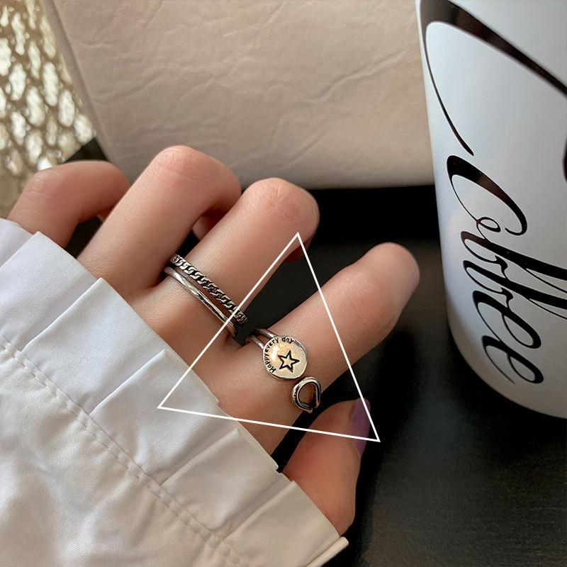 Adjustable Open Stunning Ring With Geometric Retro Themes For Womens Fashion Accessory